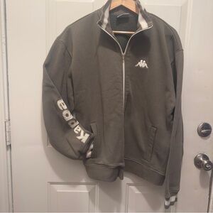 Y2K Kappa Men's Olive Zip-Up Sweater